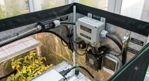 Safe electrical installation for LED grow light in tent.