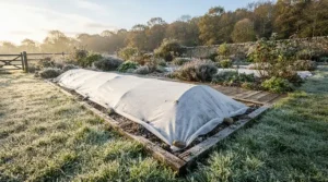 Using the best horticultural fleece to shield emerging dahlia shoots from late frost