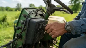 Starting mechanism differences on a petrol vs electric lawn mower on a suburban lawn