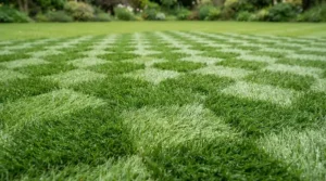 Professional cylinder mower stripes enhancing a fine ornamental lawn in the Cotswolds