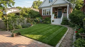 Achieving a neat striped finish on a compact lawn using a dedicated lawn mower for small gardens