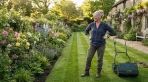 Achieving professional finish cylinder mower stripes on a domestic garden lawn